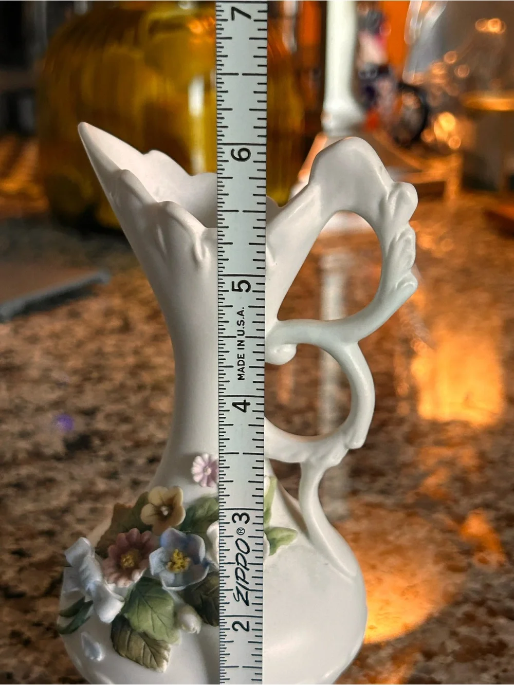 Kelvin’s White Porcelain Floral Bud Vase with Hand-Painted Flowers